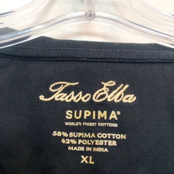 Tasso Elba Black Collared Polo, Supina Cotton Blend - Picture 5 of 5